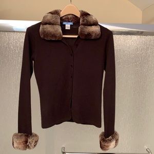 100% cashmere with real fur collar and cuffs